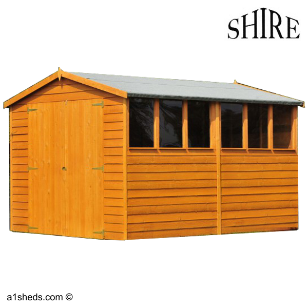 Featured image for “Shire Overlap 10x8 Apex Shed (Double Door)”