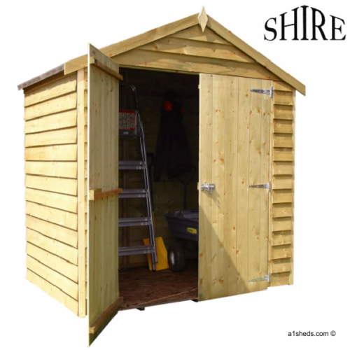 Featured image for “Shire 4x6 Overlap Apex Shed with Double Door (Windowless)”