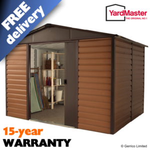 yardmaster 10x6 woodgrain wgl metal shed 15446 p