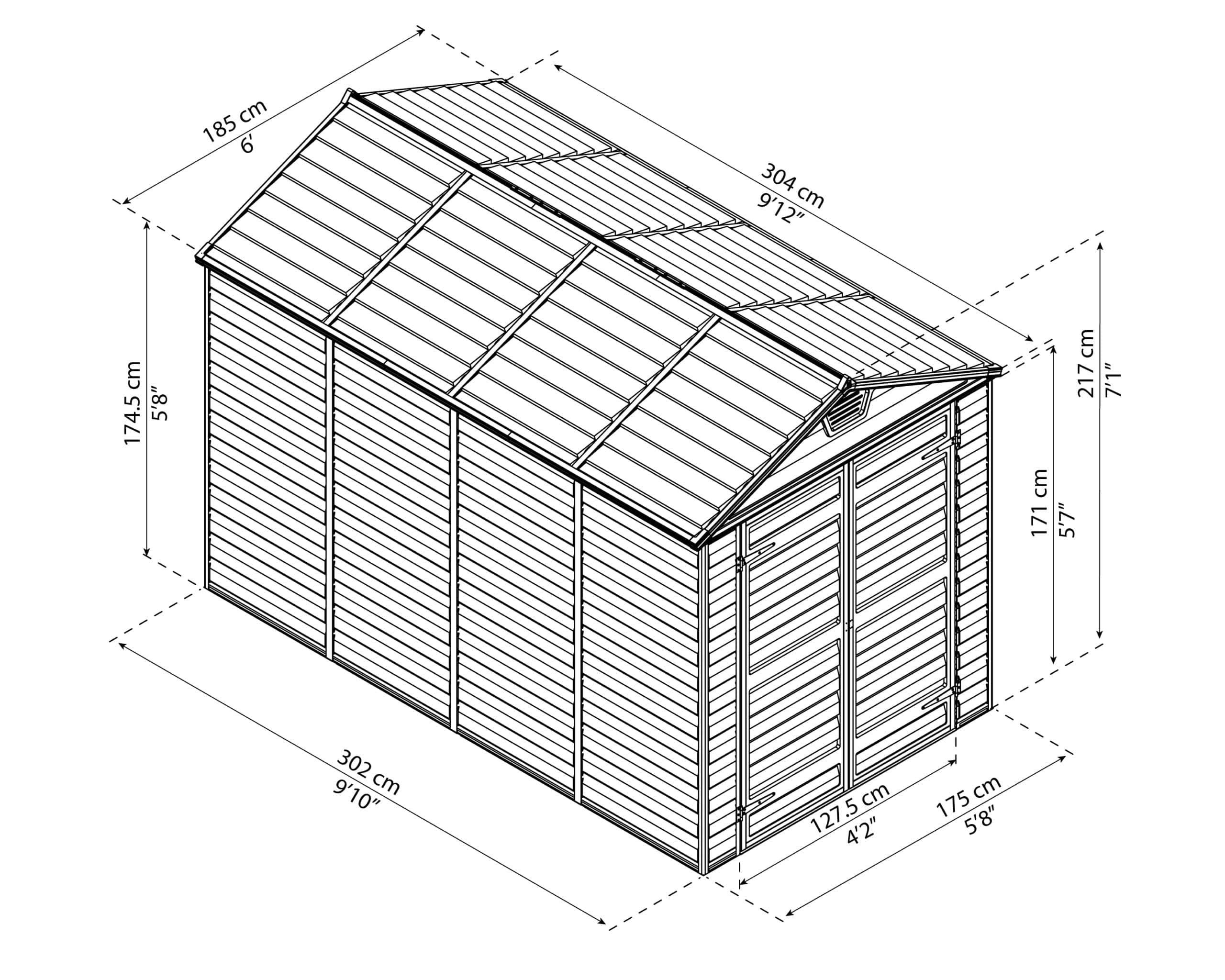 Palram Canopia® | SkyLight™ Apex Shed 6x10 (Grey) - A1 Sheds