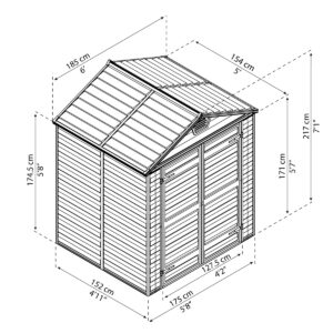 Palram Garden Sheds Skylight 6x5 Dimensions
Palram Garden Sheds Skylight 6x5 Dimensions
Skylight sheds_6x5_Drawing_ISOview_Palram_1
