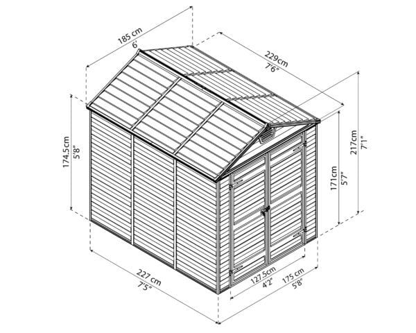 Palram Canopia® | SkyLight™ Apex Shed 6x8 (Grey) - A1 Sheds