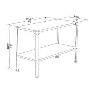 Palram Greenhouses Accessories Steel Work Bench Main Dimensions