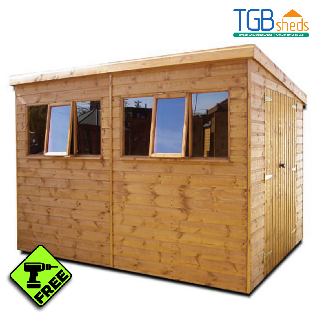 Featured image for “TGB Heavy Duty Pent Shed (Storm-braced) *FREE ASSEMBLY*”