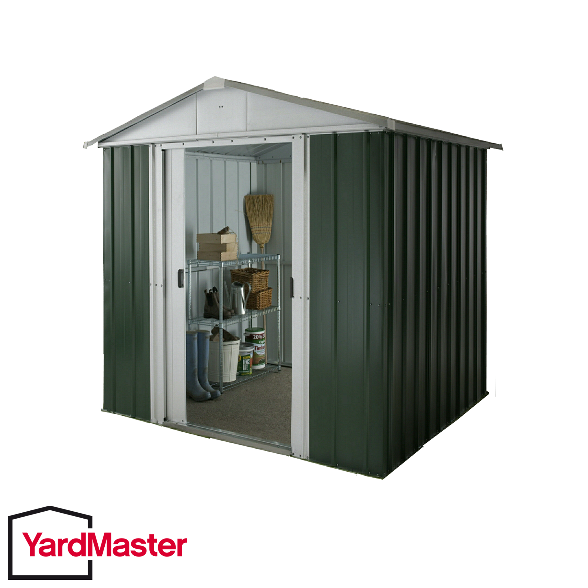 Featured image for “YardMaster 6x6 GEYZ Emerald Deluxe Apex Metal Shed”