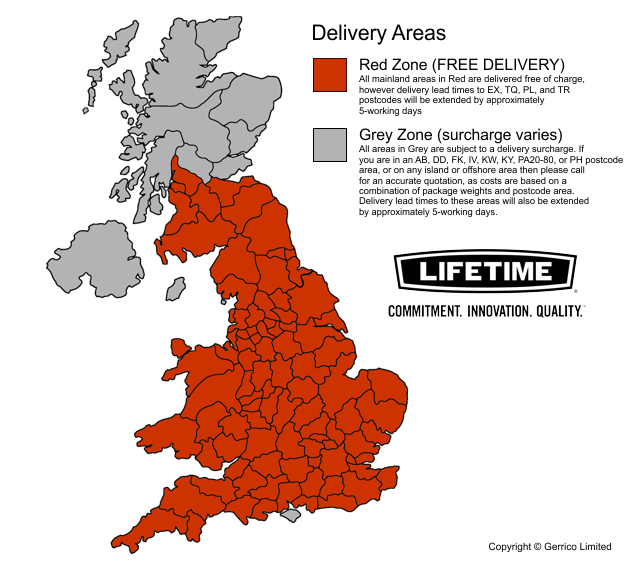 Simply Garden Buildings - Lifetime Sheds Delivery Areas