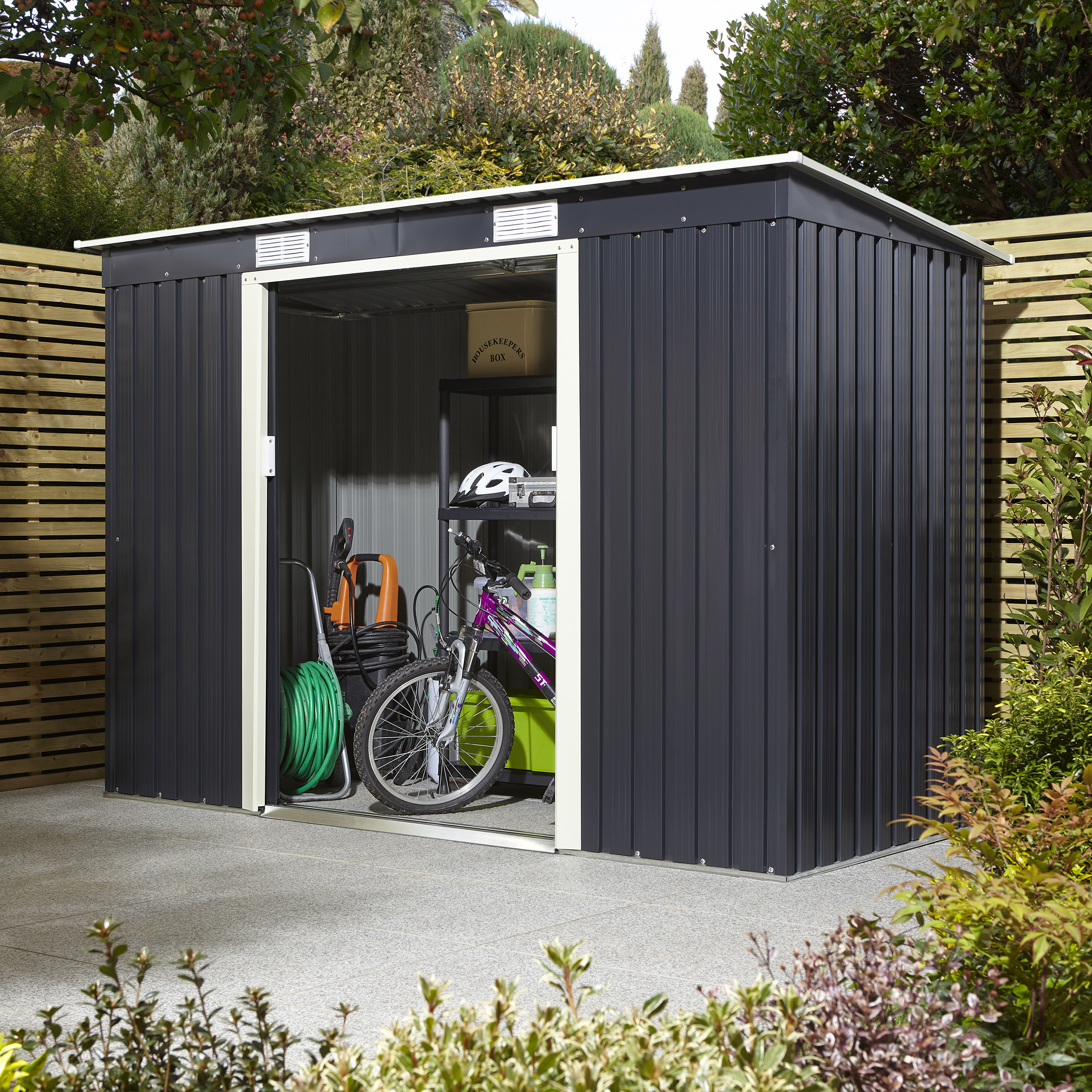 Featured image for “Trentvale Pent Shed 8x4 Dark Grey”