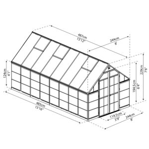 Palram Greenhouses Balance 8x16 Dimensions