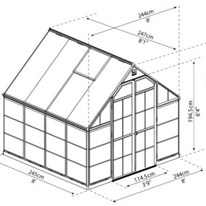 Palram Greenhouses Balance 8x8 Dimensions