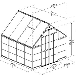 Palram Greenhouses Balance 8x8 Dimensions