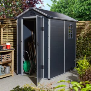 Rowlinson Airevale Apex Shed 4x6 Dark Grey Open