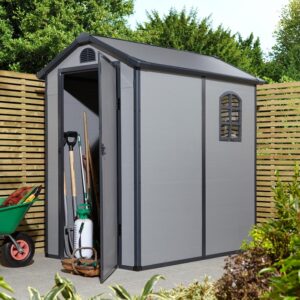 Rowlinson Airevale Apex Shed 4x6 Light Grey Open
