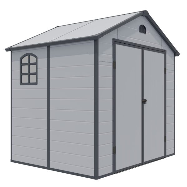 Rowlinson Airevale Apex Shed 8x6 Light Grey Plastic