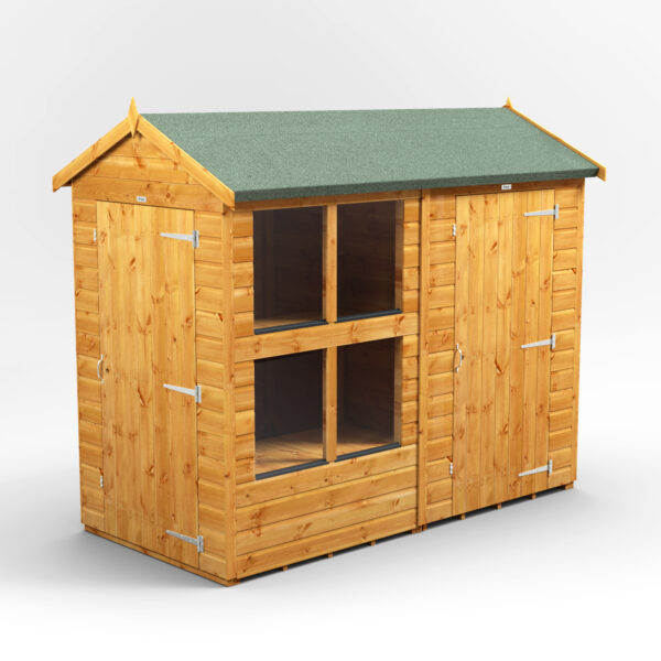 8x4 Power Apex Potting Shed Combi (inc4ft Store