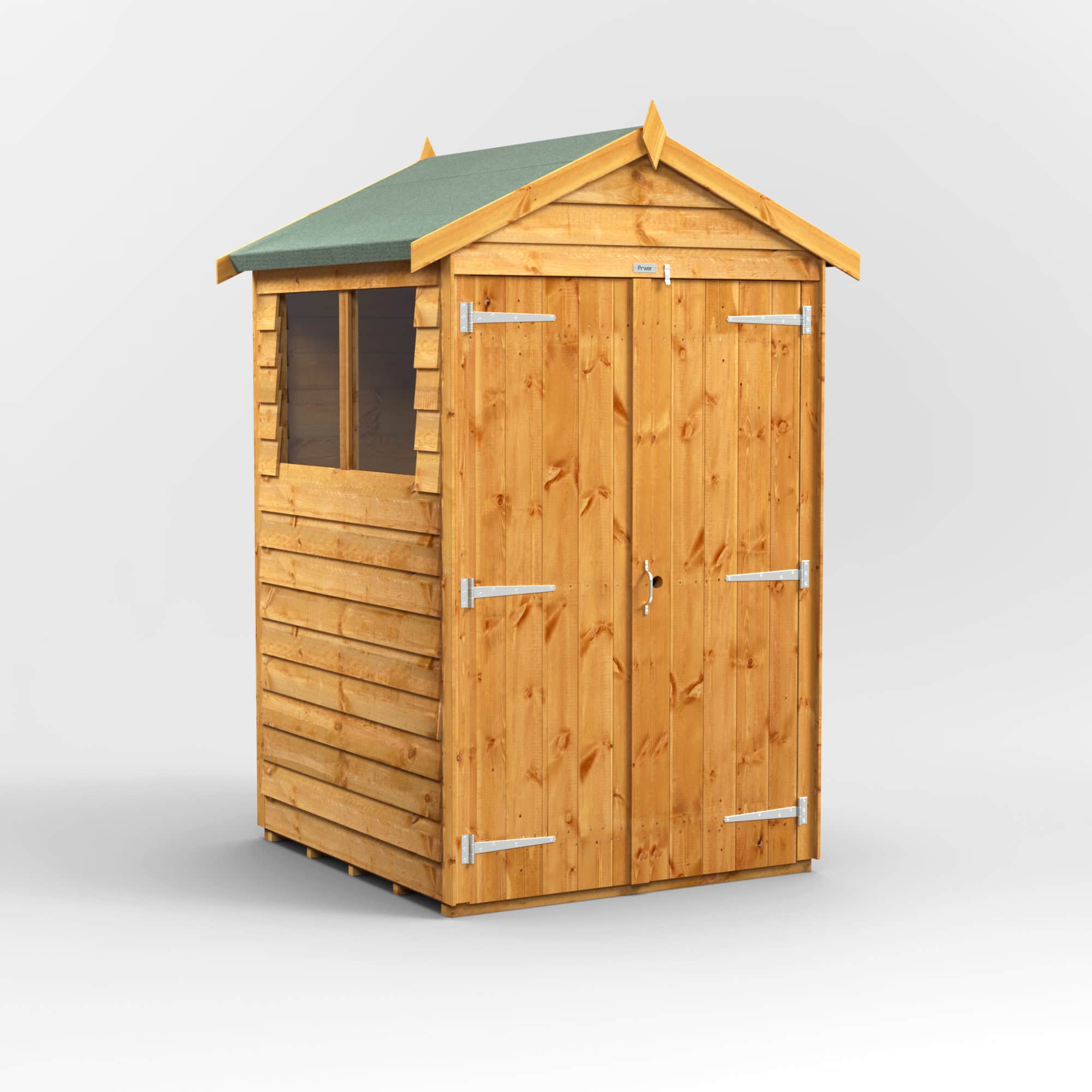 Power Shed 4x8s Overlap Apex Shed — Windowed Double Door