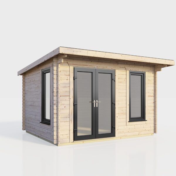 Power Pent Log Cabin 12x8 - Door to Left