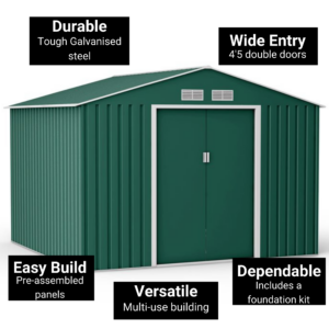 Orion Apex Metal Shed 9x8 Dark Green Features