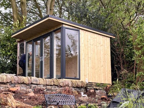 Vista Contemporary Cabin from below terrace