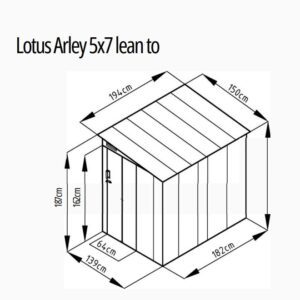 Lotus Arley 5x7 Lean To Metal Shed Dimensions