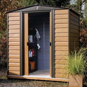 Arrow Woodvale Apex Metal Shed 6x5 Open Garden