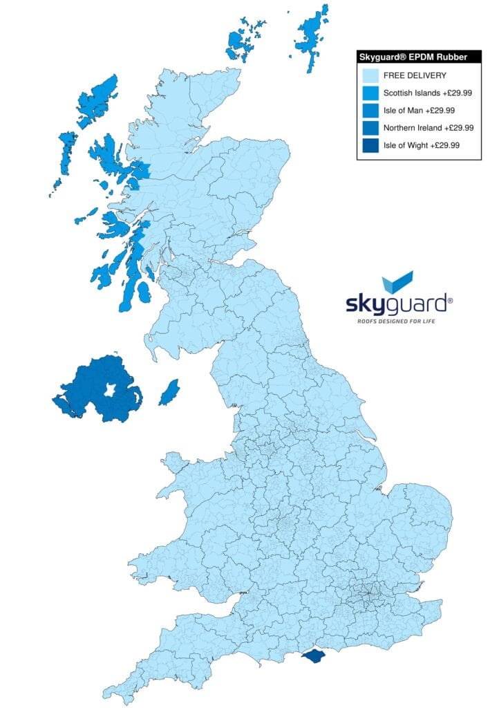 Skyguard EPDM Delivery Postcode Map