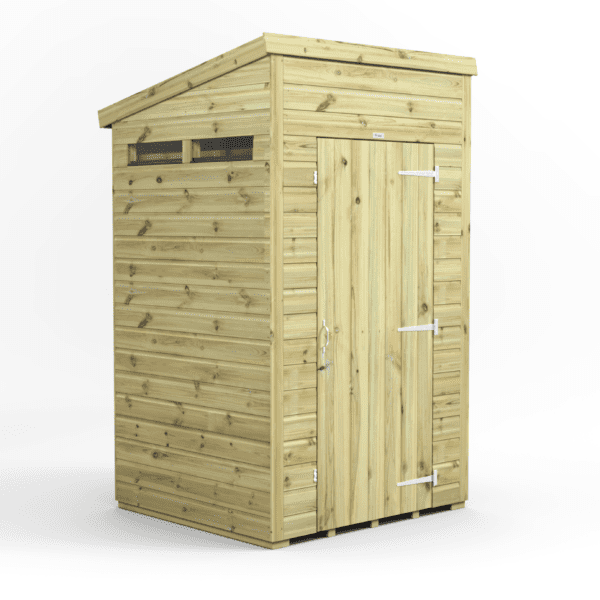 Power Premium Security Pent Shed 4x4 SIngle Door