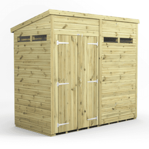 Power Premium Security Pent Shed 8x4 Double Door